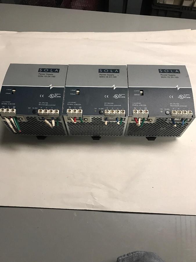 Used Sola,SDN 10-24-100,Power Supply lot of 3