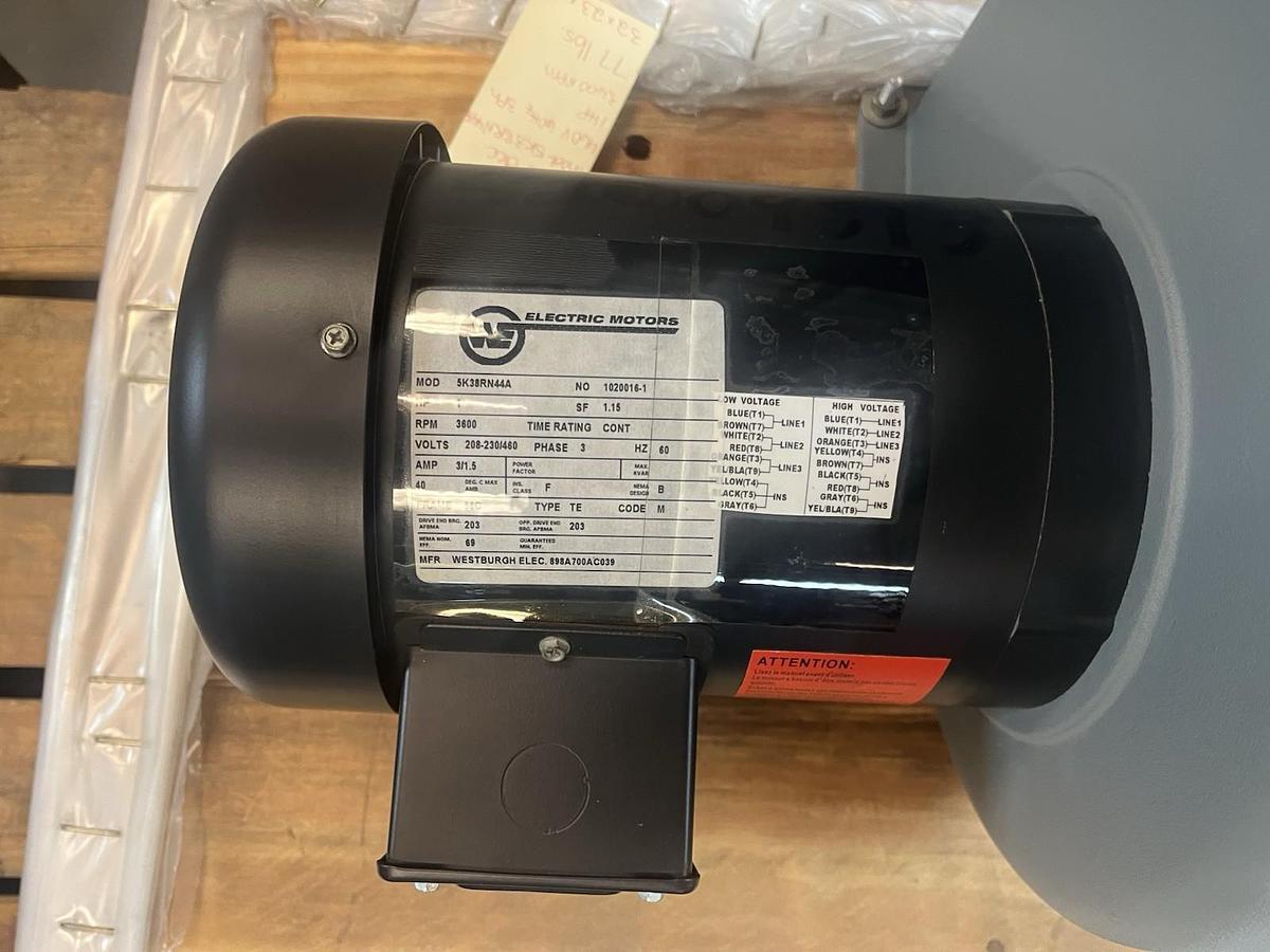 WE WESTBURGH ELECTRIC,5K38RN44A,BLOWER 1HP 3600RPM 3PH MOTOR