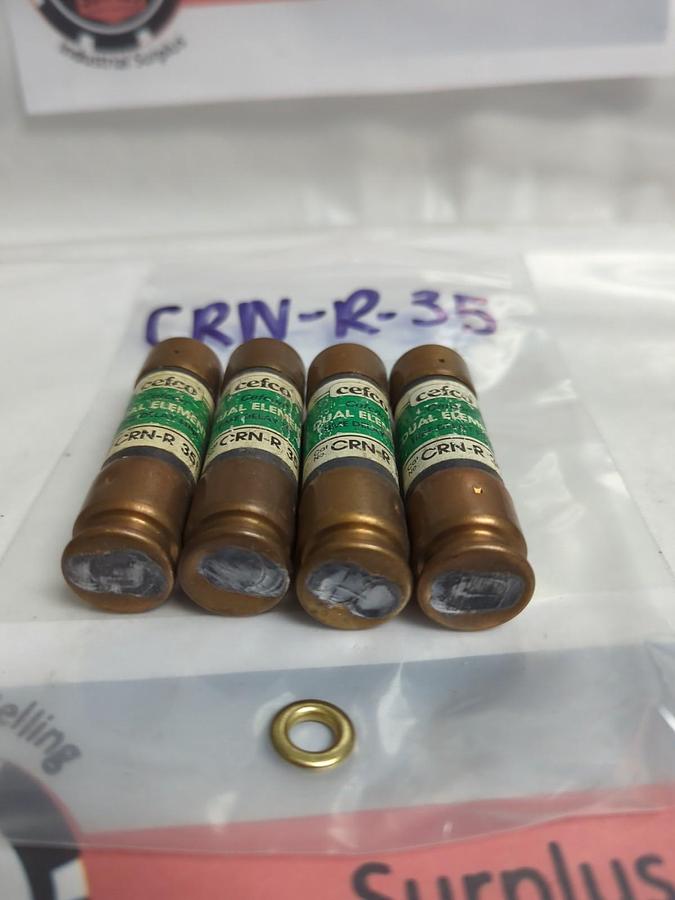 Used CEFCO,CRN-R-35,DUAL ELEMENT 35 AMP FUSE LOT OF 4 PRE-OWNED