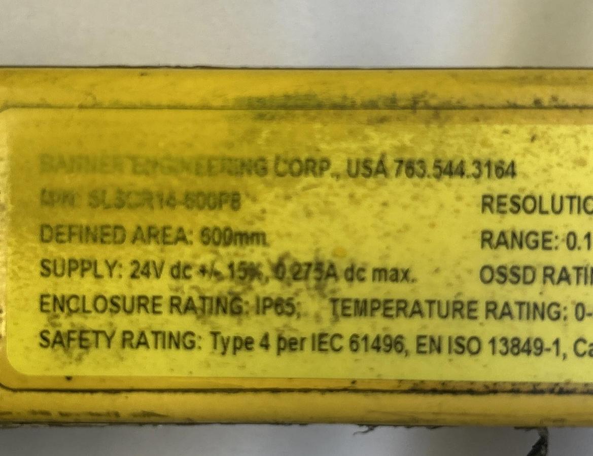 Used BANNER,SLSCE14-600P8/SLSCR14-600P8,LIGHT CURTAIN RECEIVER & TRANSMITTER SET