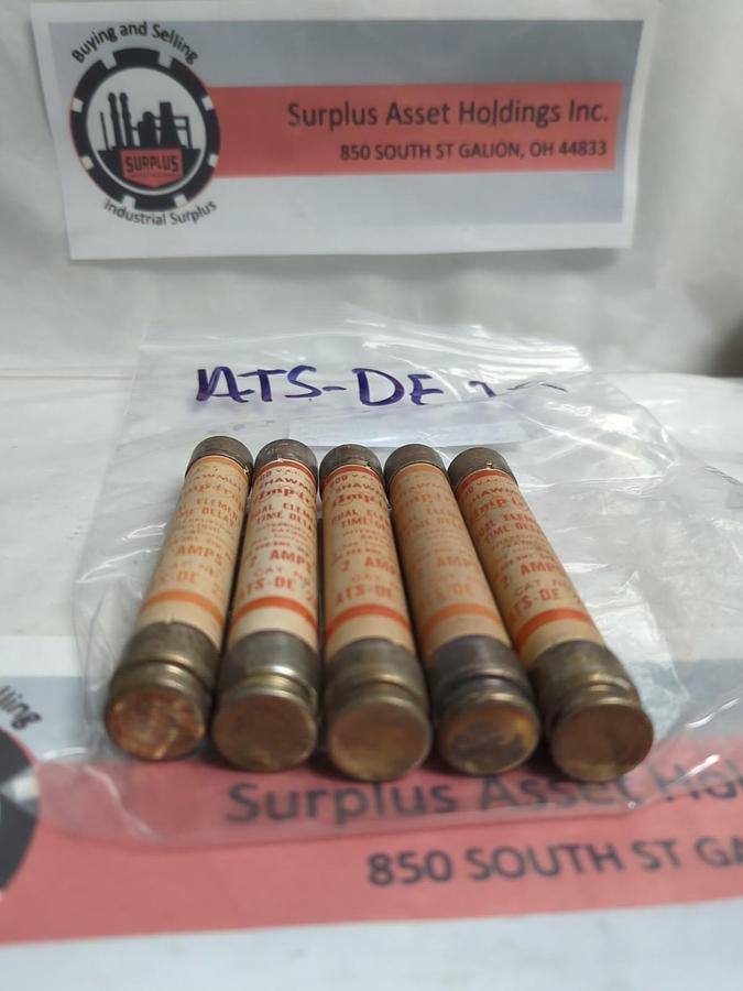 Used SHAWMUT,ATS-DE 2R,AMP-TRAP 2 AMP FUSE LOT OF 5 PRE-OWNED