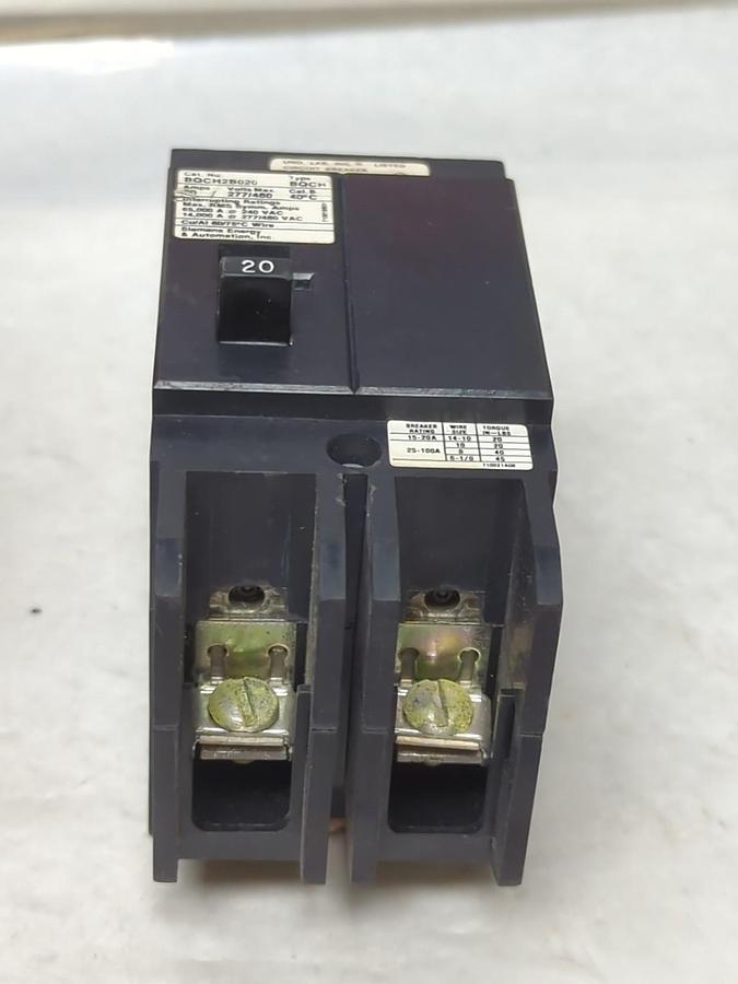 Used SIEMENS,BQCH2B020,CIRCUIT BREAKER 20 AMP 2-POLE PRE-OWNED