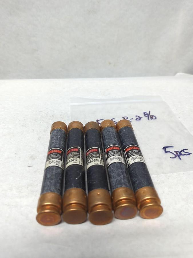 Used COOPER BUSSMANN,FRS-R-2-8/10,FUSETRON 2-8/10 AMP FUSE LOT OF 5 PRE-OWNED