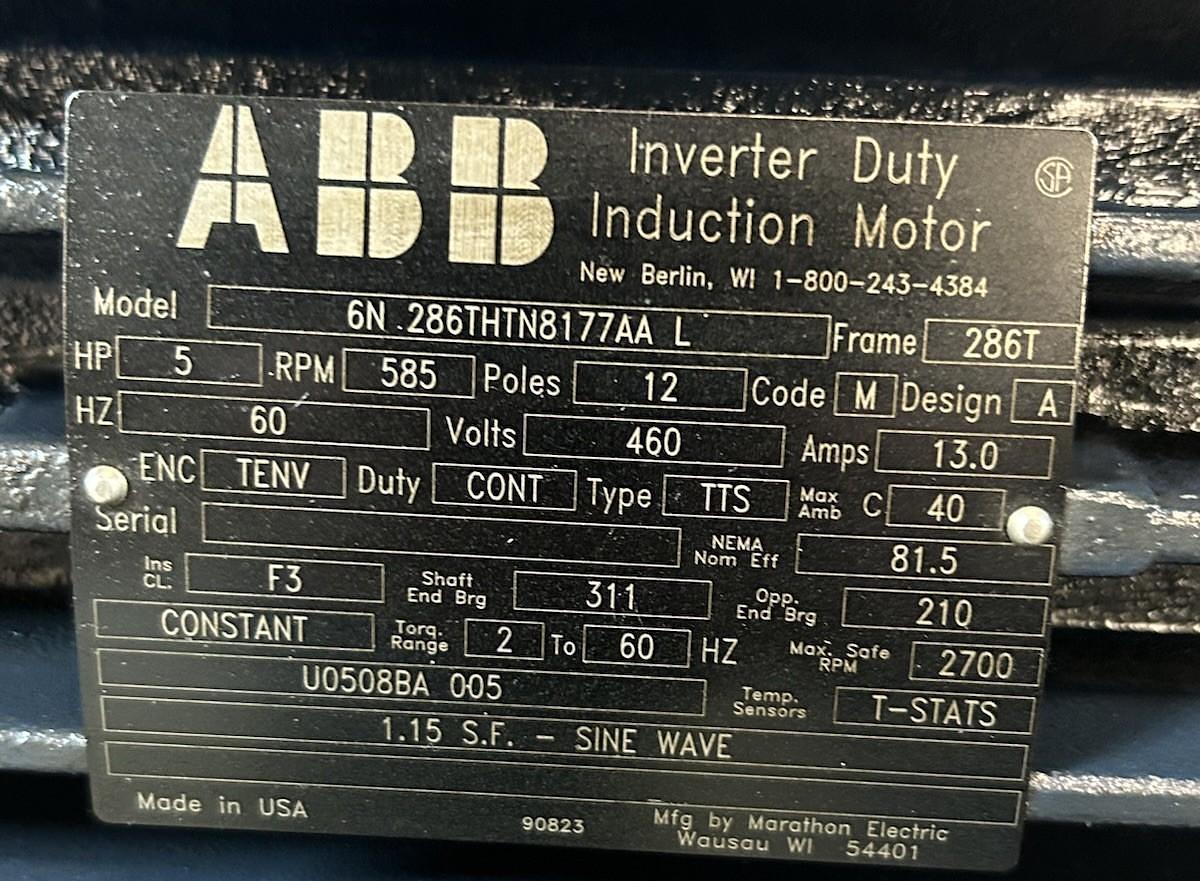 ABB,6N286THTN8177AAL,INDUCTION MOTOR 5HP 585RPM 460V 286T FRAME NOS