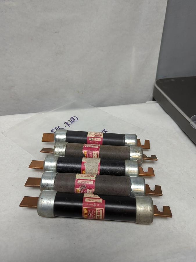 Used COOPER BUSSMANN,FRS-100,FUSETRON 100 AMP FUSE LOT OF 5 PRE-OWNED