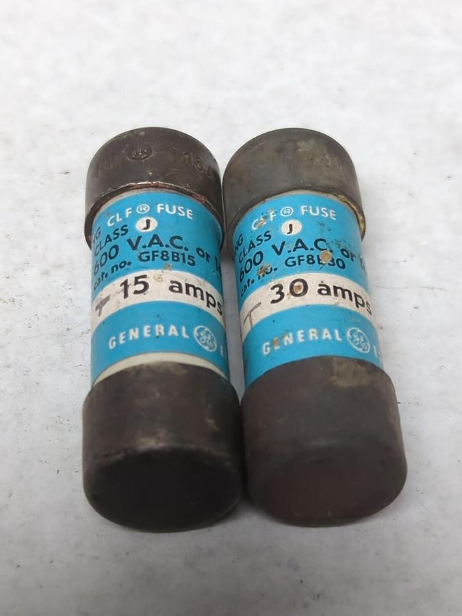 Used GENERAL ELECTRIC,GF8B15,CLASS J FUSE 15 AMP LOT OF 2 PRE-OWNED
