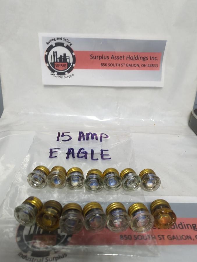 Used EAGLE,15 AMP,SCREW IN FUSE 15 AMP LOT OF 14 PRE-OWNED
