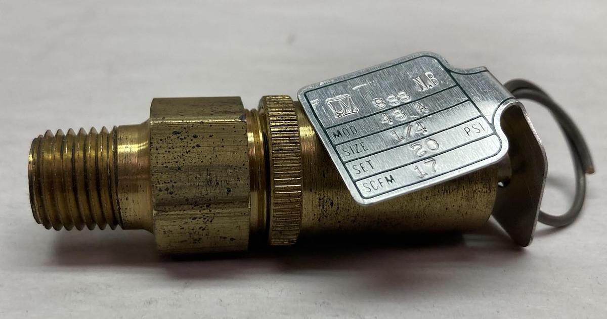 Used Knuckles Valve,Model 48A,Safety Precision Valve Size 1/4 20PSI 17 SCFM