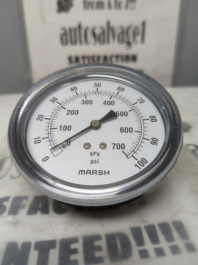 MARSH,NA,0-100 PSI GAUGE 3-1/2 INCH 1/4 INCH NPT NOS