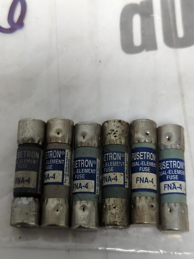 COOPER BUSSMANN,FNA-4,DUAL ELEMENT 4 AMP FUSES LOT OF 6 NOS