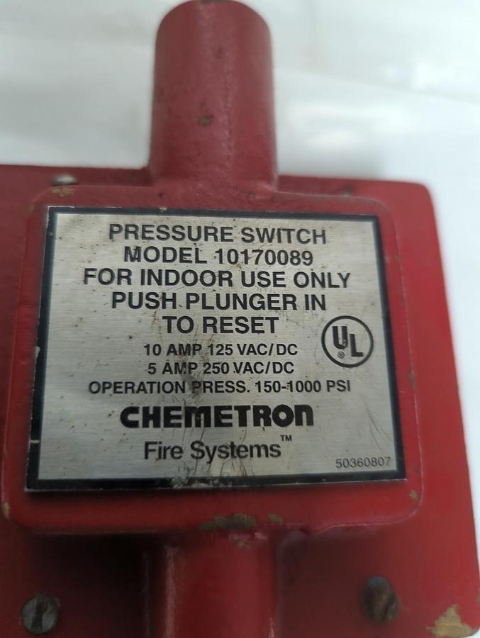 Used CHEMETRON,10170089,PRESSURE SWITCH PRE-OWNED