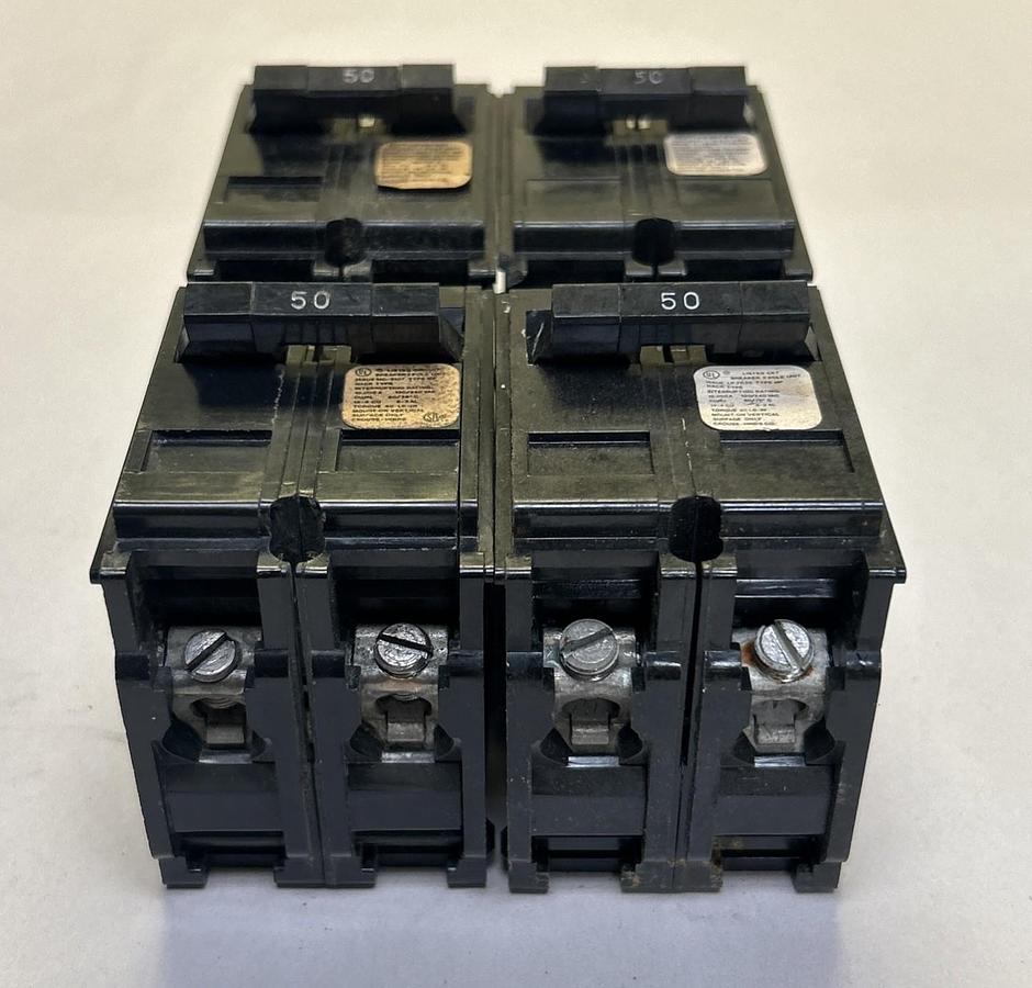Used CROUSE HINDS,MP250,CIRCUIT BREAKER 50A 120/240V 2P LOT OF 4