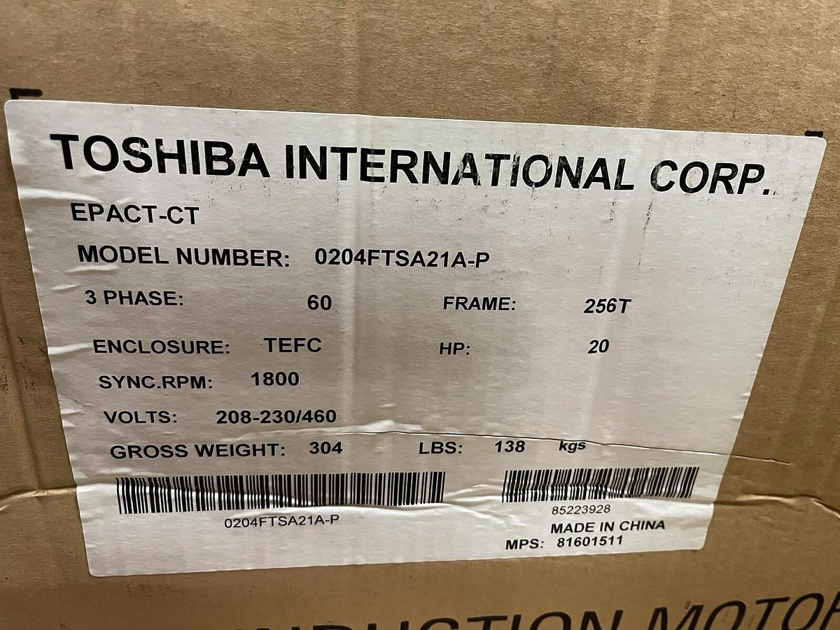 TOSHIBA,0204FTS21A-P,EPACT-CT MOTOR 20HP 1800RPM 3PH 256T