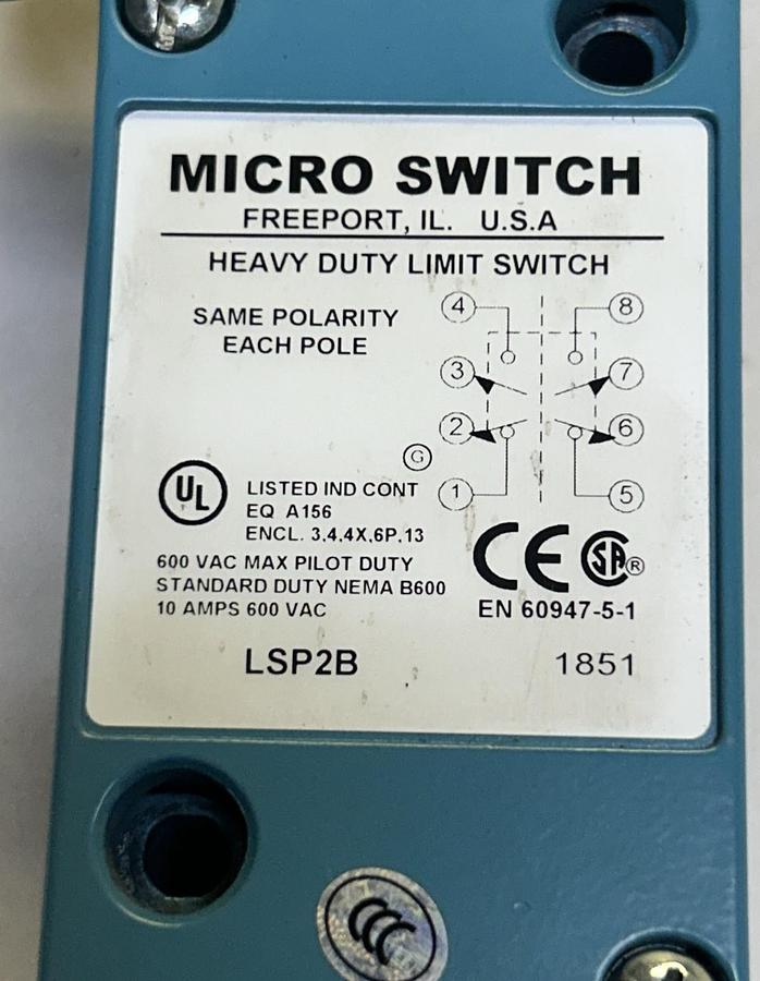 Used HONEYWELL MICRO SWITCH,LSP2B,LIMIT SWITCH