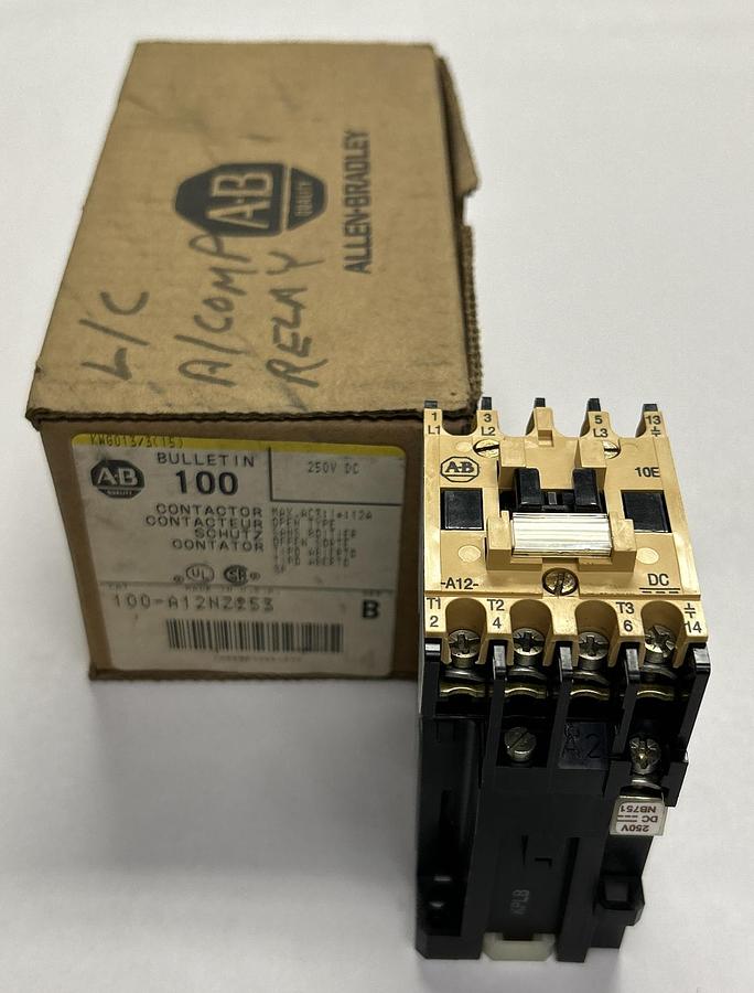 ALLEN BRADLEY,100-A12NZ253,SER B CONTACTOR 250VDC 12A 3P NEW