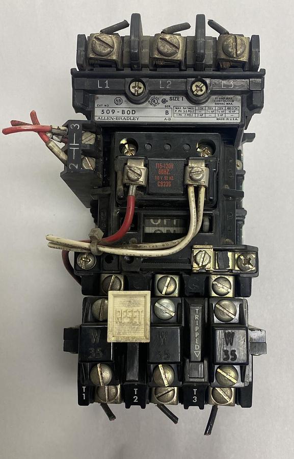 Used Allen-Bradley,509-B0D,Ser B Non-Reversing Starter Size 1 27A