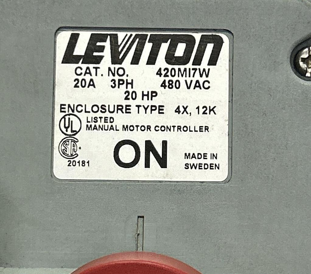 Used LEVITON,420MI7W,MECHANICAL INTERLOCK PIN & SLEEVE RECEPTACLE