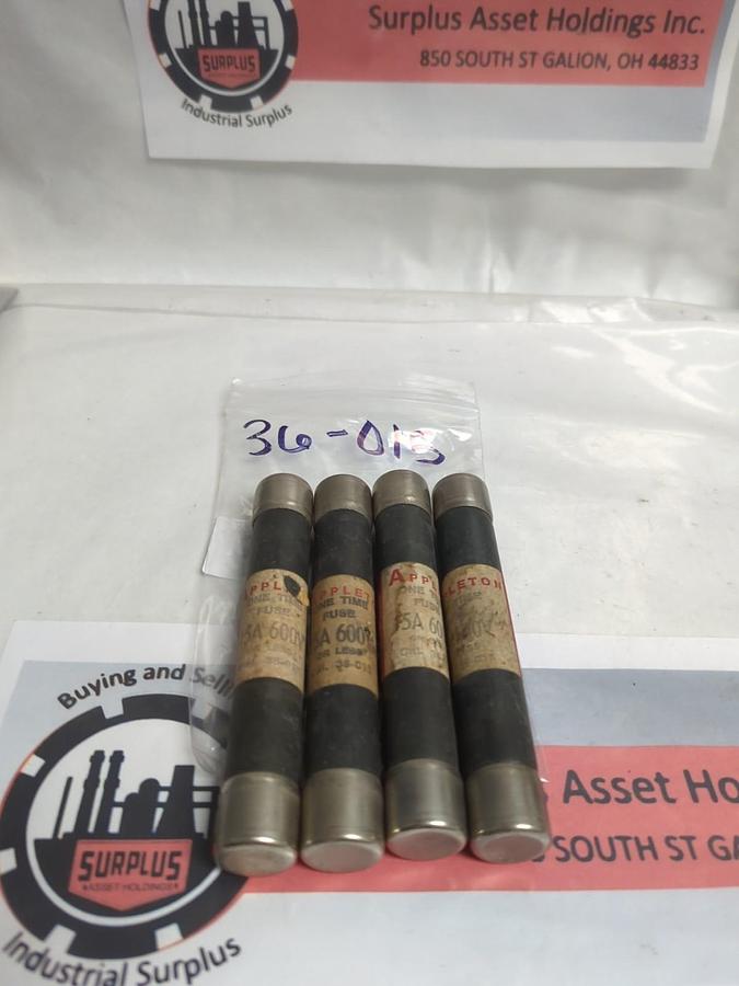 Used APPLETON,36-015,ONE-TIME 15 AMP FUSE LOT OF 4 PRE-OWNED