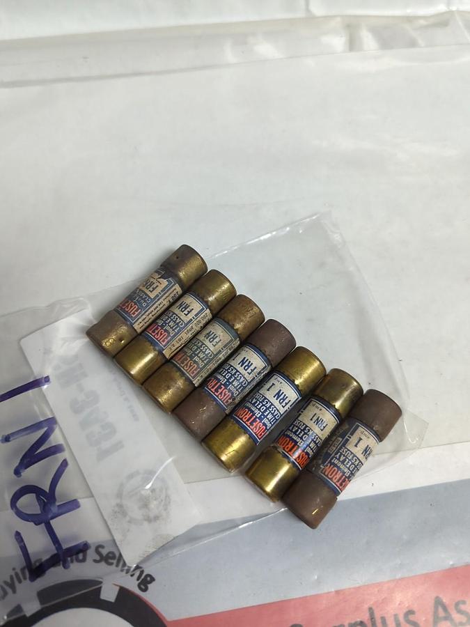 Used COOPER BUSSMANN,FRN-1,FUSETRON 1 AMP FUSE LOT OF 7 PRE-OWNED