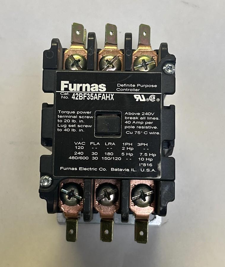 Used FURNAS,42BF35AFAHX,DEFINITE PURPOSE CONTROLLER CONTACTOR 40A 120V 3P