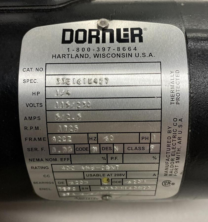 Dorner ,22-060L-4114,Gearmotor Flexaline BMQ1100-3 Ratio 60:1 115/230V NOS