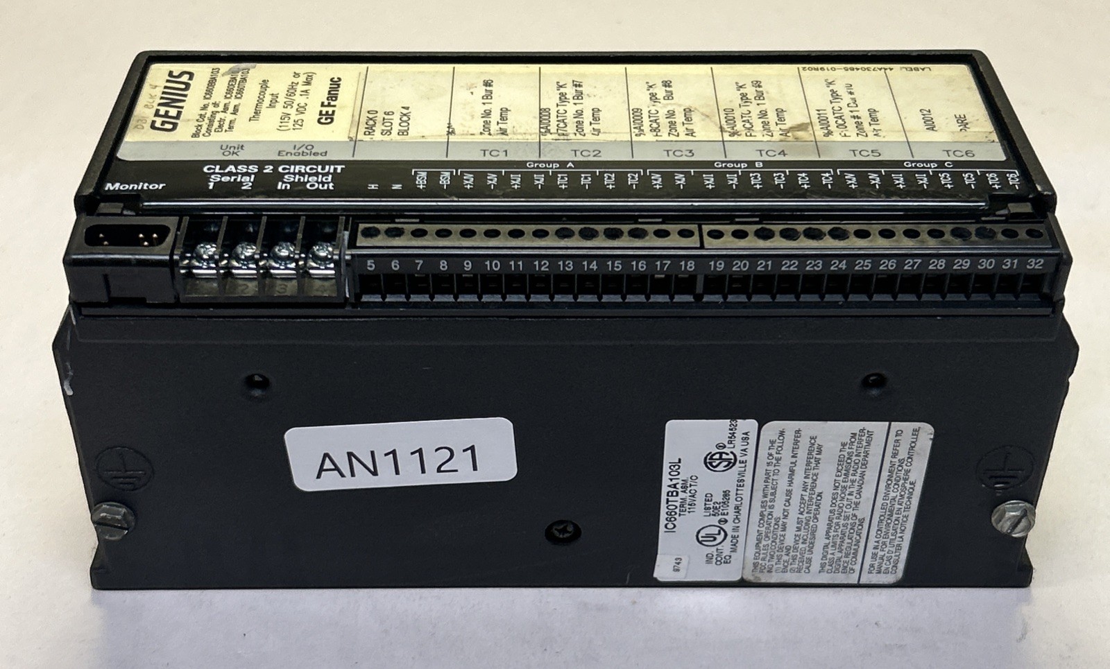 Used GE FANUC,IC660BBA103,THERMOCOUPLE INPUT GENIUS BLOCK