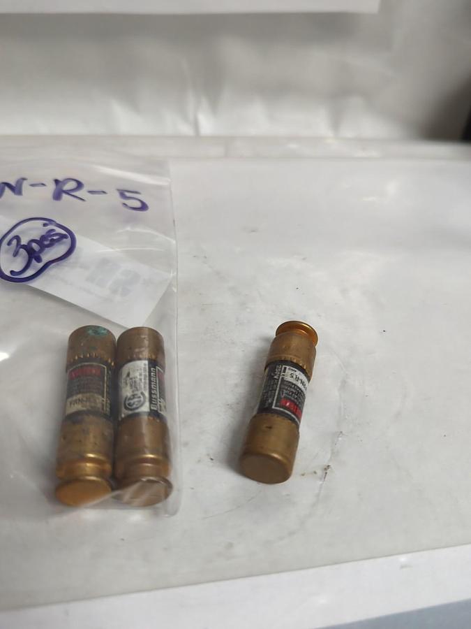 Used COOPER BUSSMANN,FRN-R-5,FUSETRON 5 AMP FUSE LOT OF 3 PRE-OWNED