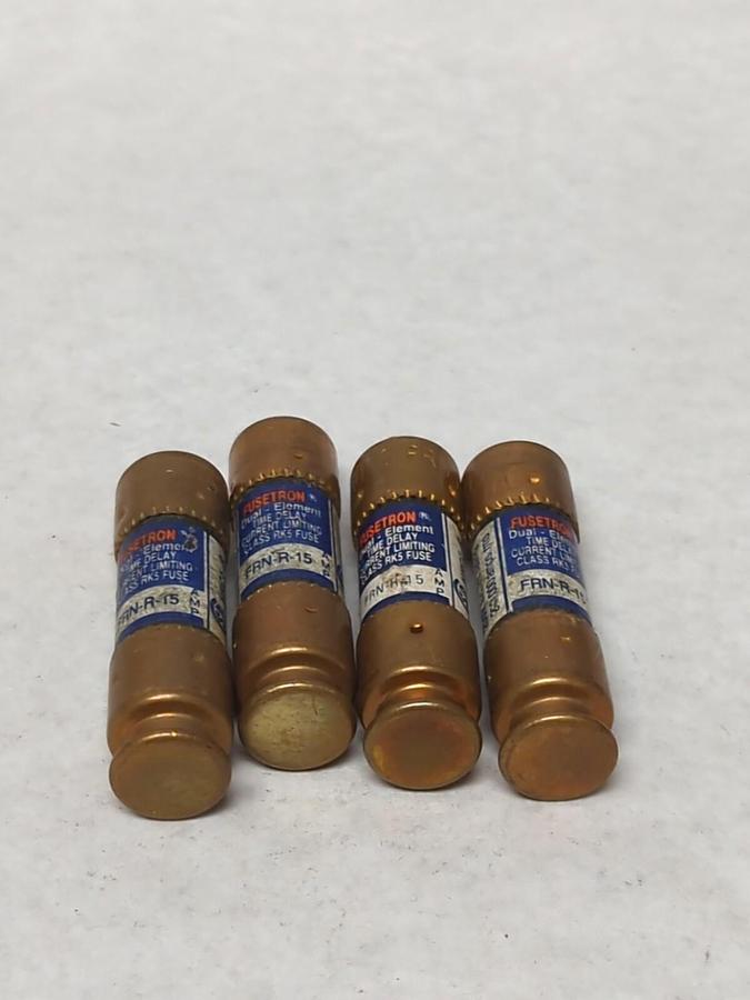 Used COOPER BUSSMANN,FRN-R-15,FUSETRON 15 AMP FUSE LOT OF 4 PRE-OWNED