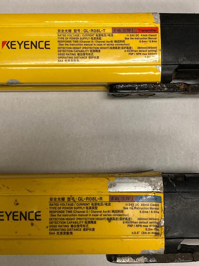 Used Keyence,GL-R08L,Light Curtain Transmitter with Receiver 280MM 24V