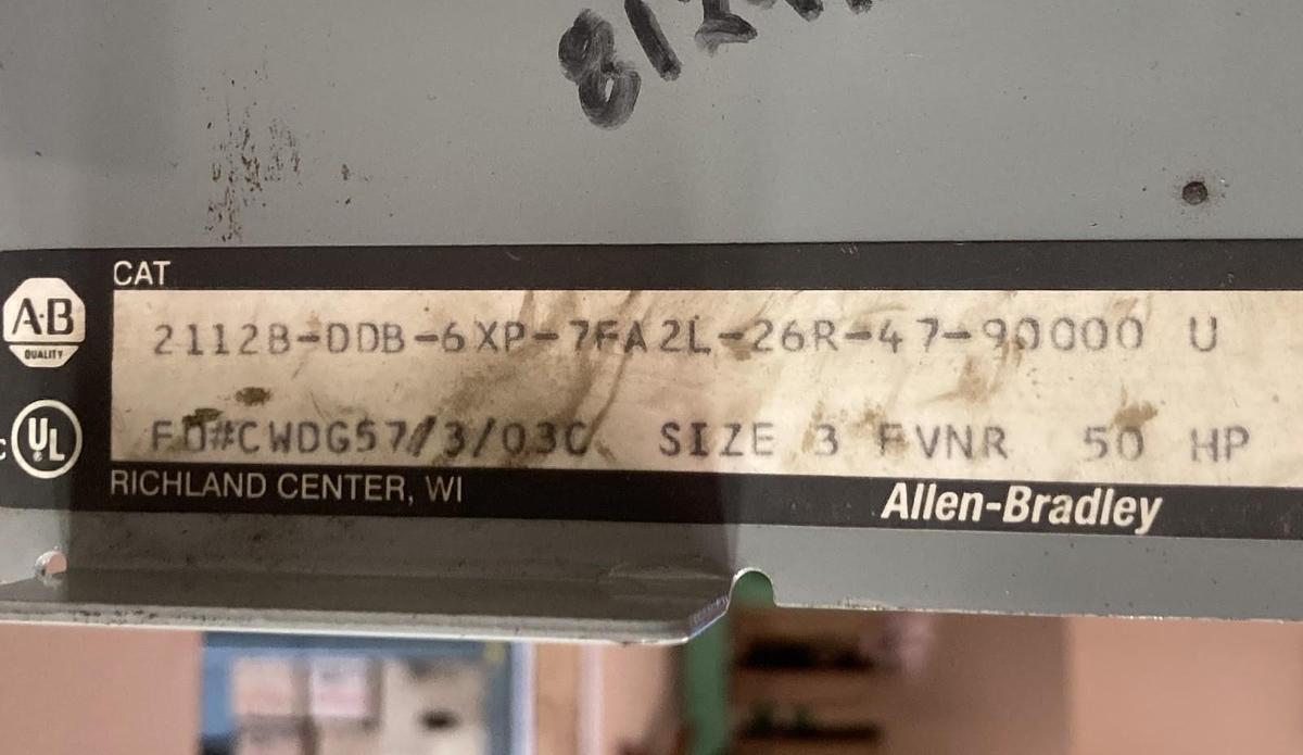 Used Allen-Bradley,2100 2112B,Size 3 Fused 32 INCH MCC Starter Bucket 50HP