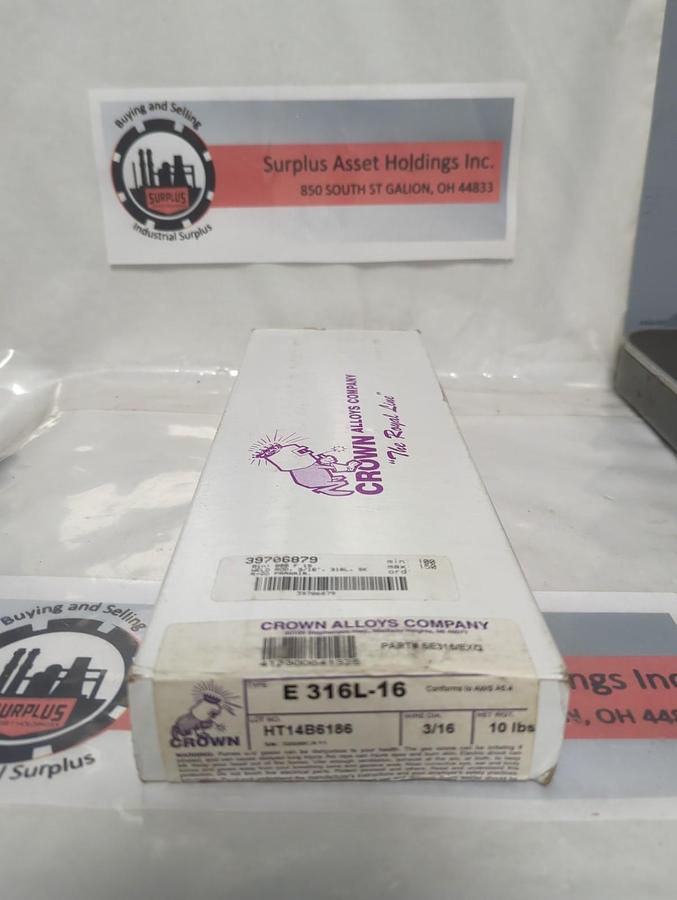 CROWN ALLOYS,SE316/EXQ,WELDING RODS 3/16 INCH 10 LB BOX NOS