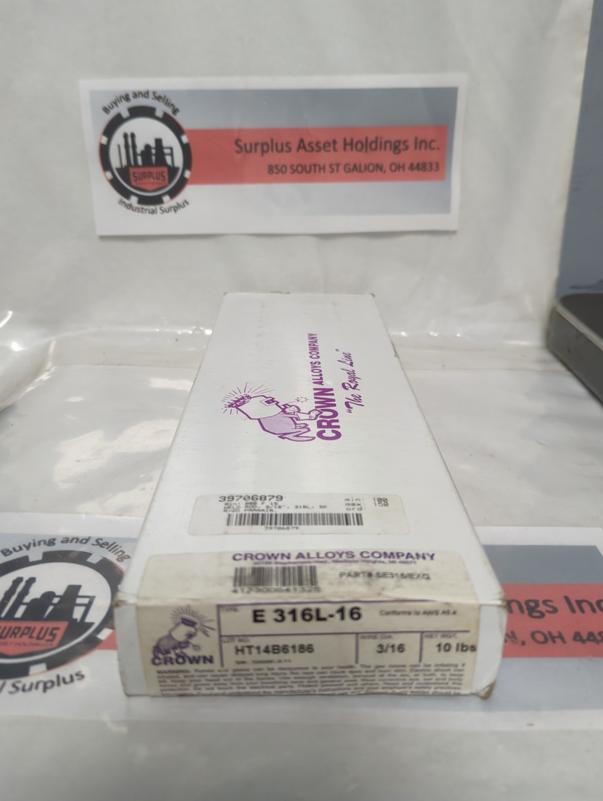 CROWN ALLOYS,SE316/EXQ,WELDING RODS 3/16 INCH 10 LB BOX NOS
