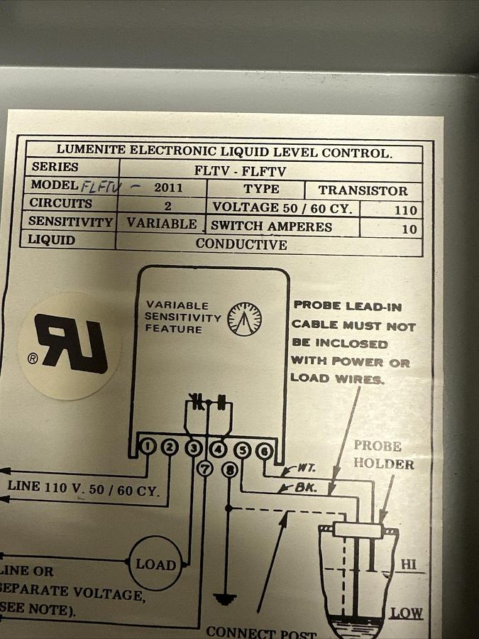 Lumenite,FLFTV-2011,Liquid Level Control