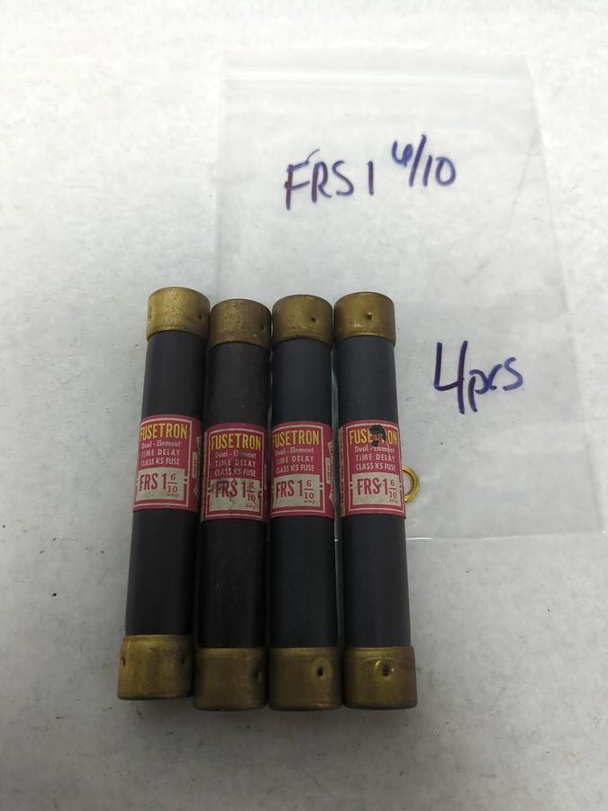Used COOPER BUSSMANN,FRS-1-6/10,FUSETRON 1-6/10 AMP FUSE LOT OF 4 PRE-OWNED