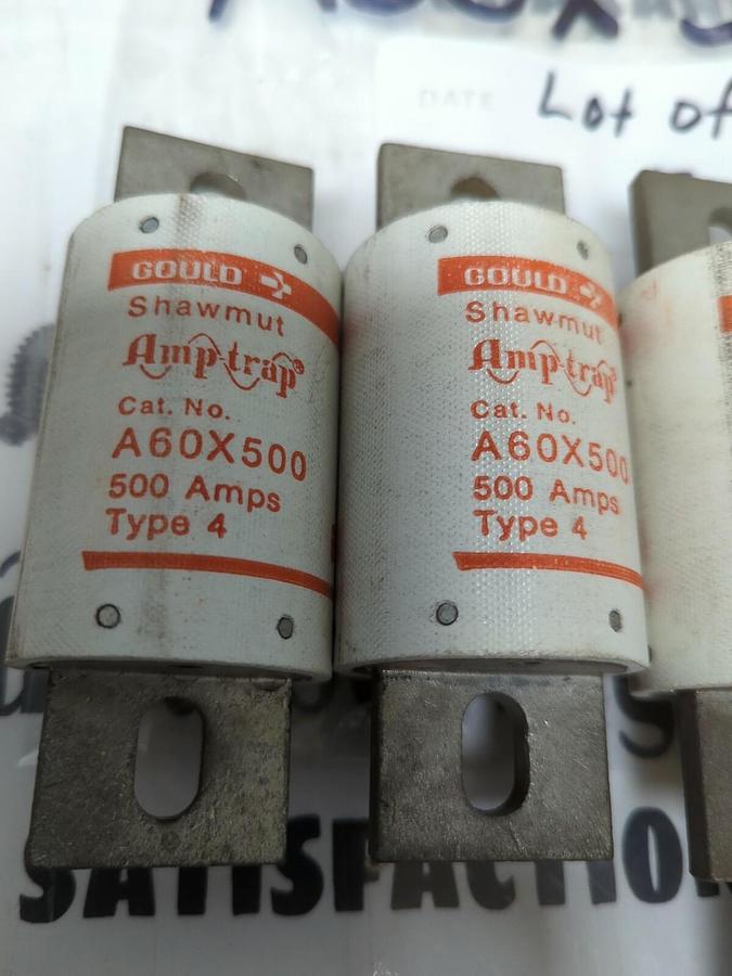 GOULD SHAWMUT,A60X500,AMP-TRAP 500 AMP FUSES LOT OF 7 NOS