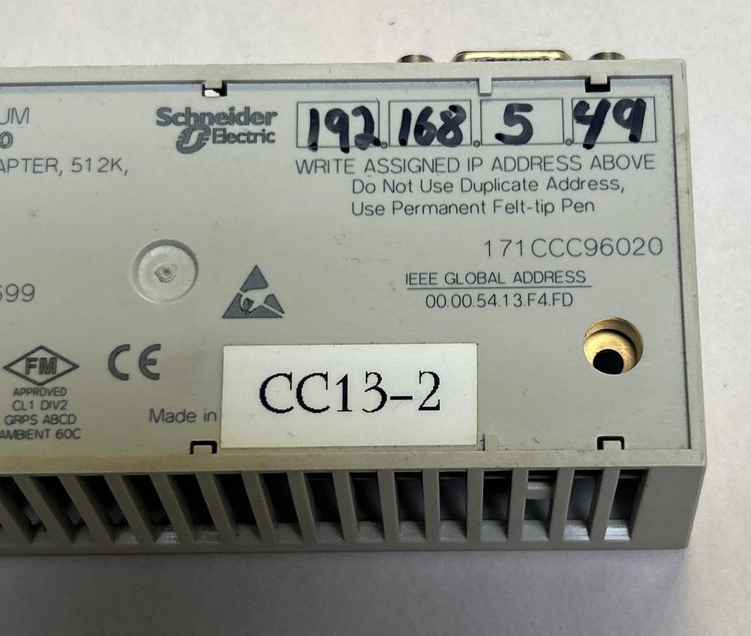 Used SCHNEIDER ELECTRIC MODICON,171CCC96020,PROCESSOR ADAPTER MODULE