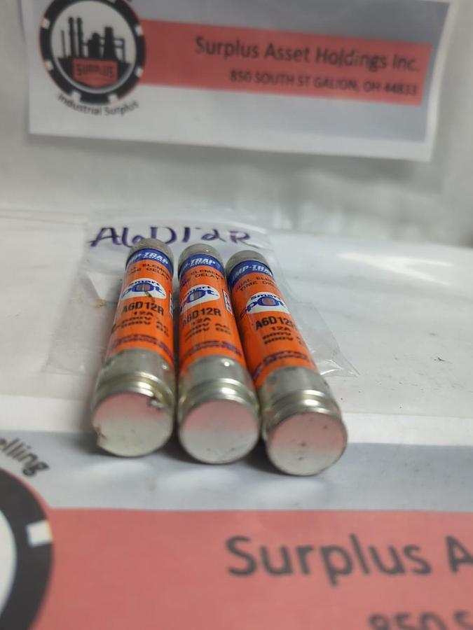 Used FERRAZ SHAWMUT,A6D12R,SMART-SPOT 12 AMP FUSE LOT OF 3 PRE-OWNED