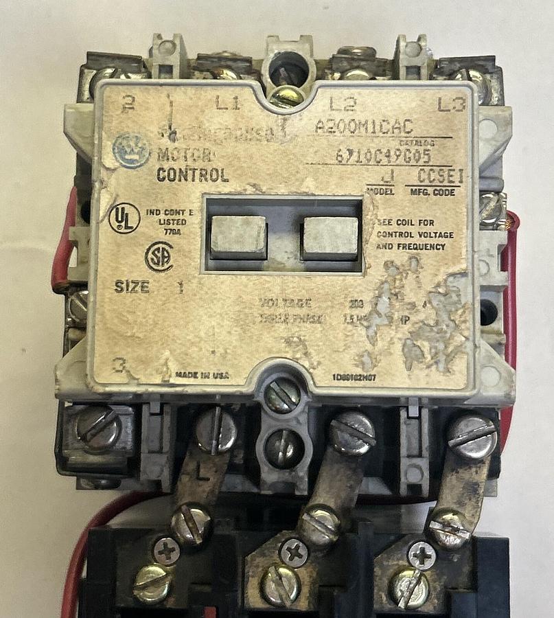 Used WESTINGHOUSE,A200M1CAC,MOTOR CONTROL SIZE 1