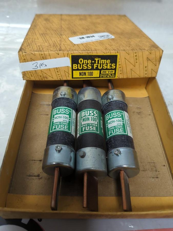 COOPER BUSSMANN,NON-100,ONE-TIME 100AMP FUSE LOT OF 3 NOS