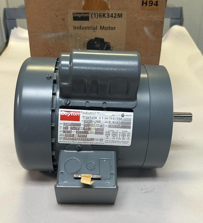 DAYTON,6K342M,INDUSTRIAL MOTOR 1/2HP 115/230V 1725RPM 1PH 56C FRAME