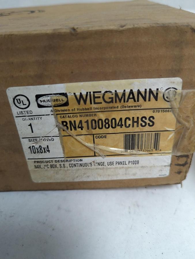 WIEGMANN,BN4100804CHSS,JUNCTION BOX NEMA 4X SIZE 10X8X4 INCH NOS
