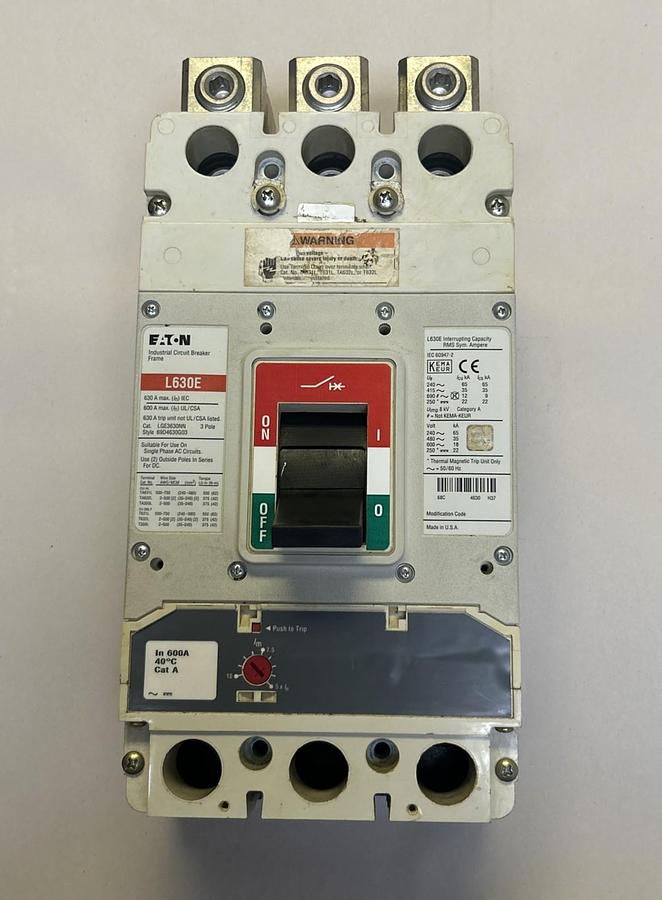 Used EATON,LGE3630NN,CIRCUIT BREAKER 600A 600V 3P