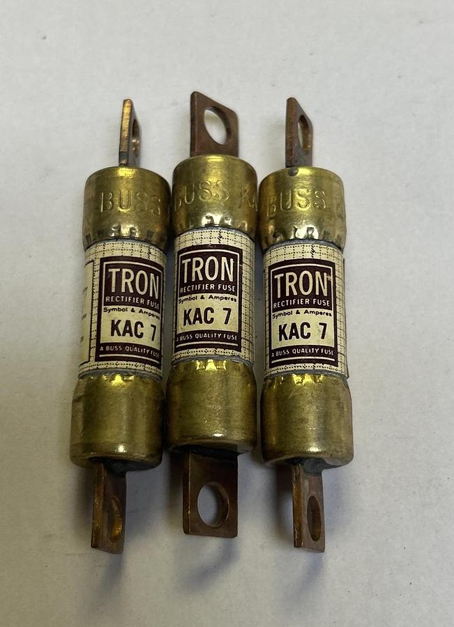 Used BUSSMANN,KAC7,TRON FUSE 7A 600V LOT OF 3