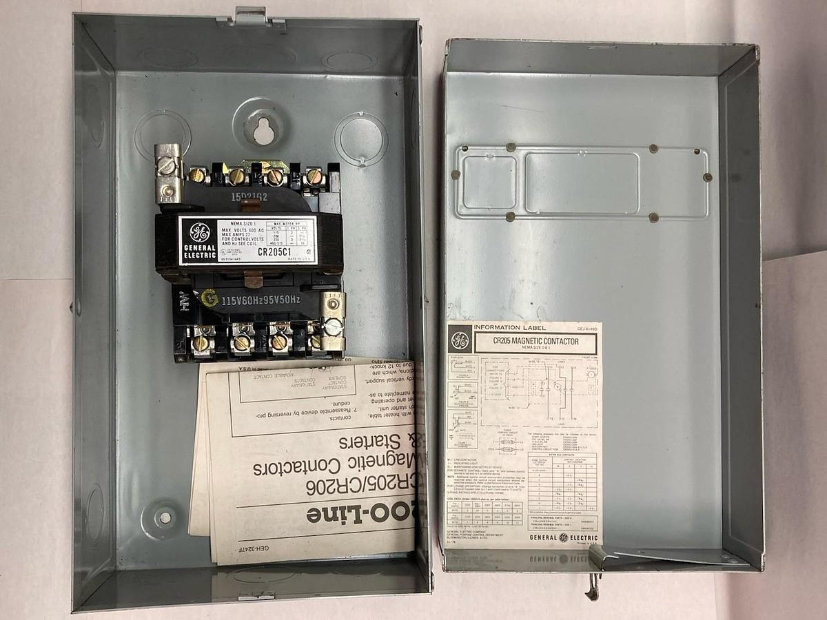 Used General Electric,CR205,Magnetic Contactor NEMA Size 1 27A 600Vac
