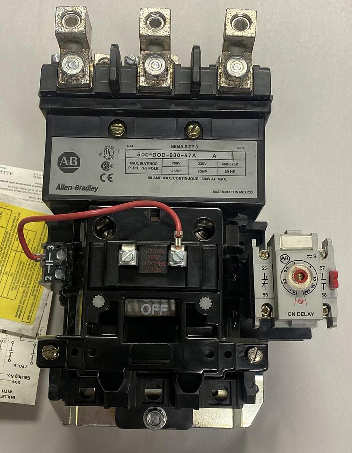 ALLEN BRADLEY,500DOD93087A,CONTACTOR SIZE 3 90A 600V NOS