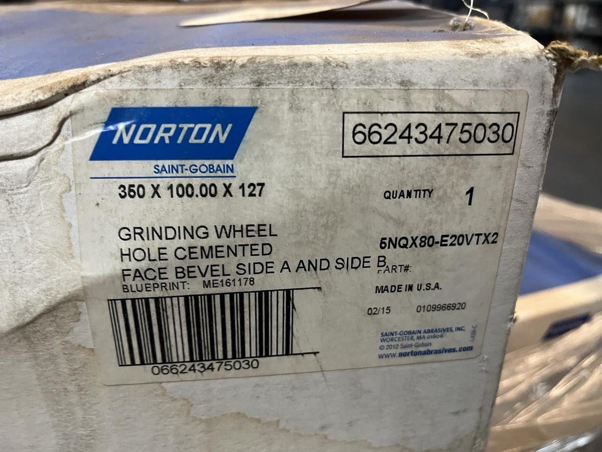 Used NORTON,66243475030,GRINDING WHEEL 350X100X27 FACE BEVEL SIDE A&B