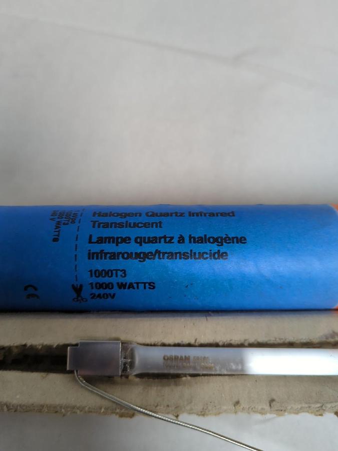 OSRAM,1000T3,HALOGEN INFRARED TRANSLUCENT LAMP 1000 WATT 240V NOS
