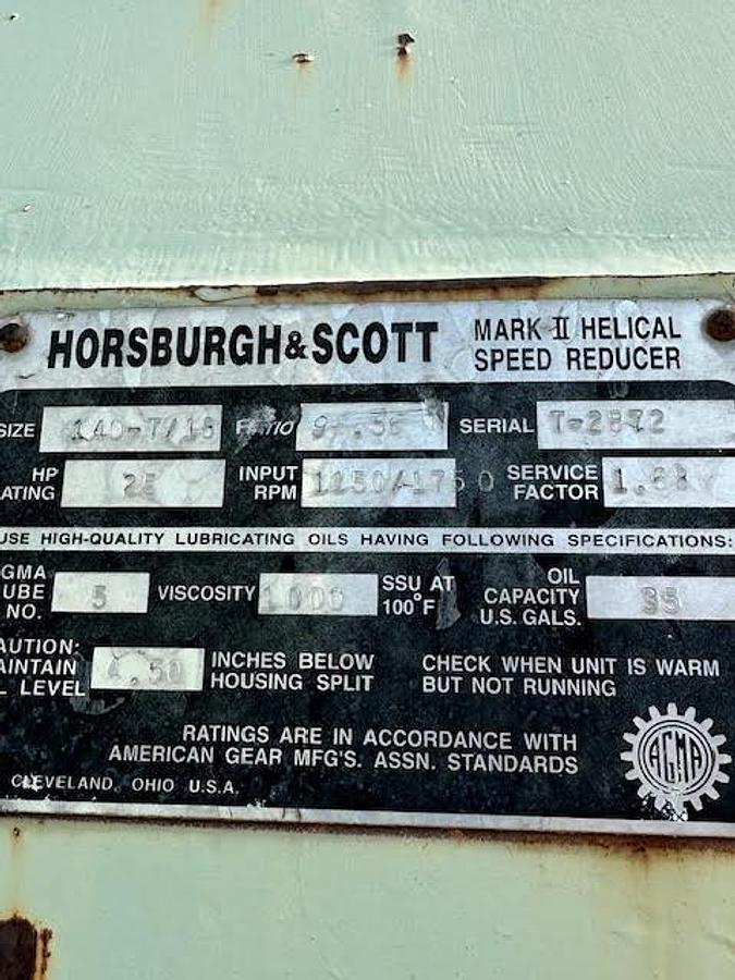 Used Horsburgh & Scott Mark 2 Helical Speed Reducer Gearbox
