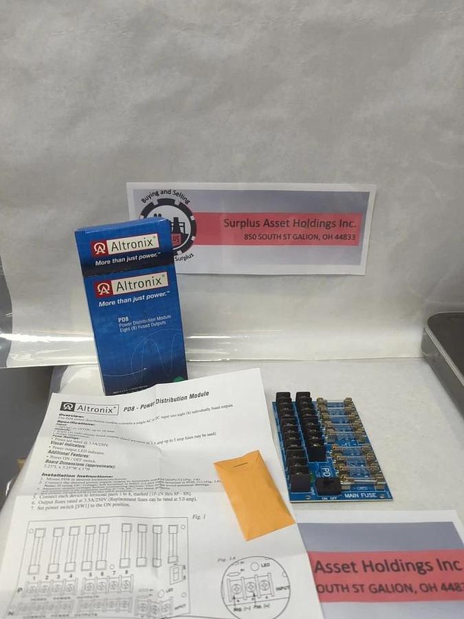 ALTRONIX,PD8,POWER DISTRIBUTION MODULE 8 FUSED OUTPUTS NOS