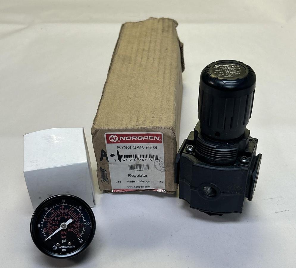 NORGREN,R73G-2AK-RFG,PRESSURE REGULATOR WITH GAUGE NOS